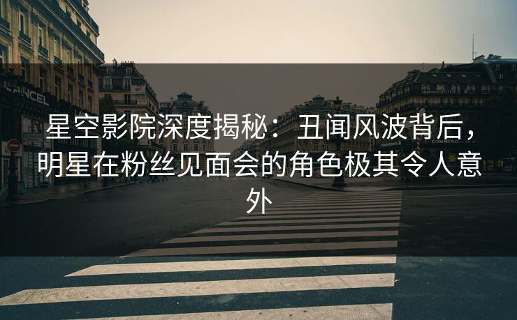 星空影院深度揭秘：丑闻风波背后，明星在粉丝见面会的角色极其令人意外