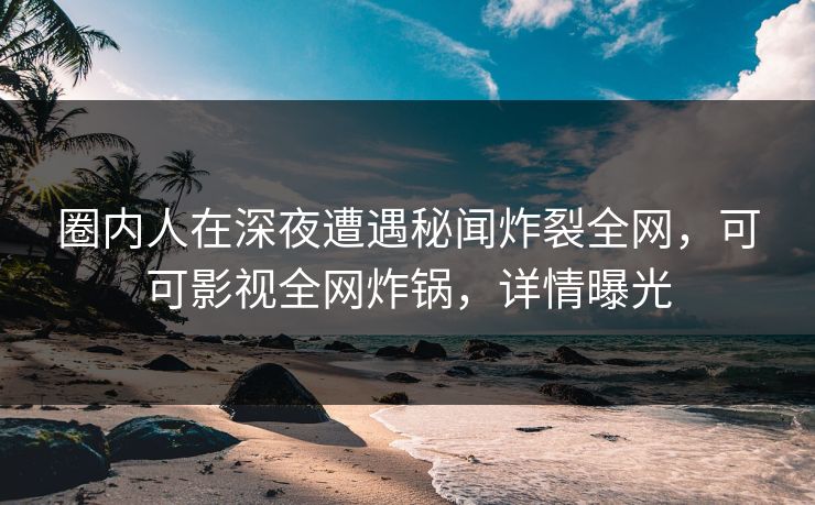 圈内人在深夜遭遇秘闻炸裂全网,可可影视全网炸锅,详情曝光