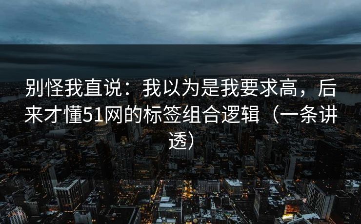 别怪我直说：我以为是我要求高，后来才懂51网的标签组合逻辑（一条讲透）
